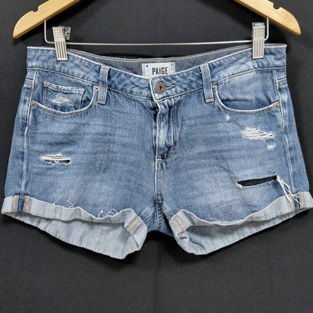 PAIGE Jimmy Jimmy Short Denim Shorts Blue Women See Measurements